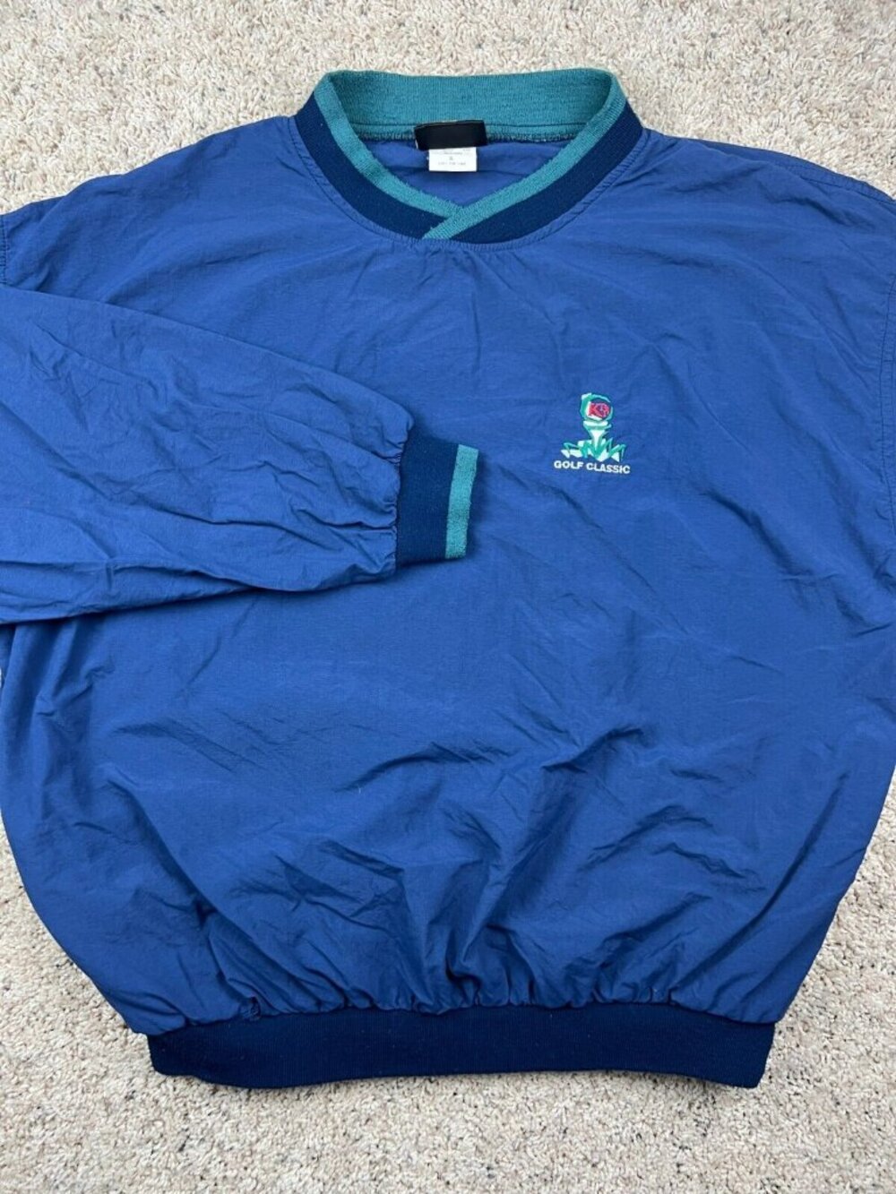 HARTWELL Windbreaker Mens Large Pullover 90s ViaSport Long Sleeve Nylon Blue